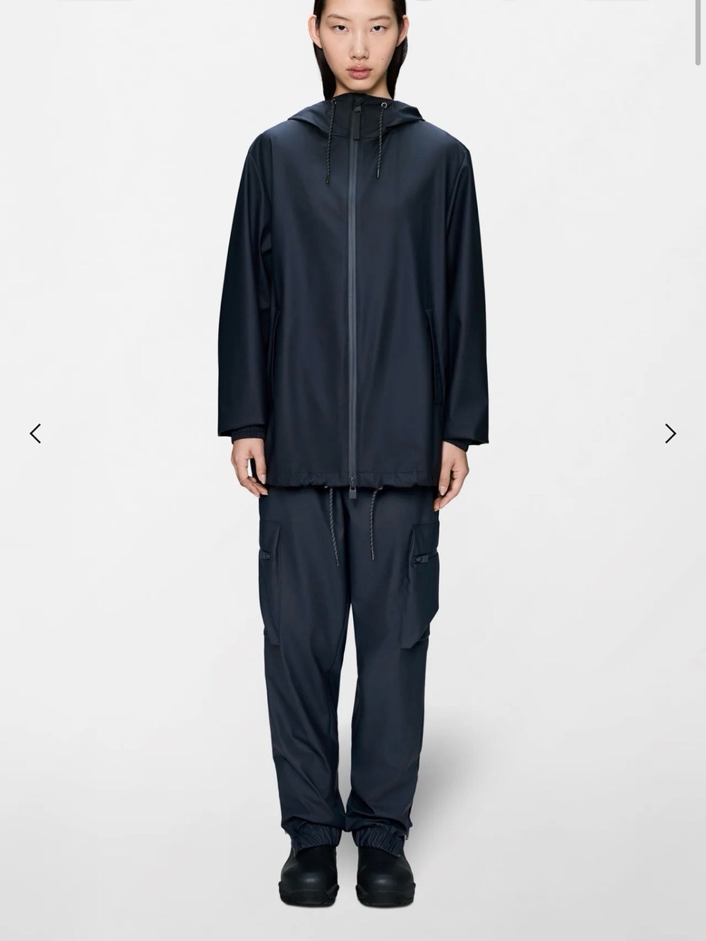 Rains Navy Hooded Raincoat Jacket